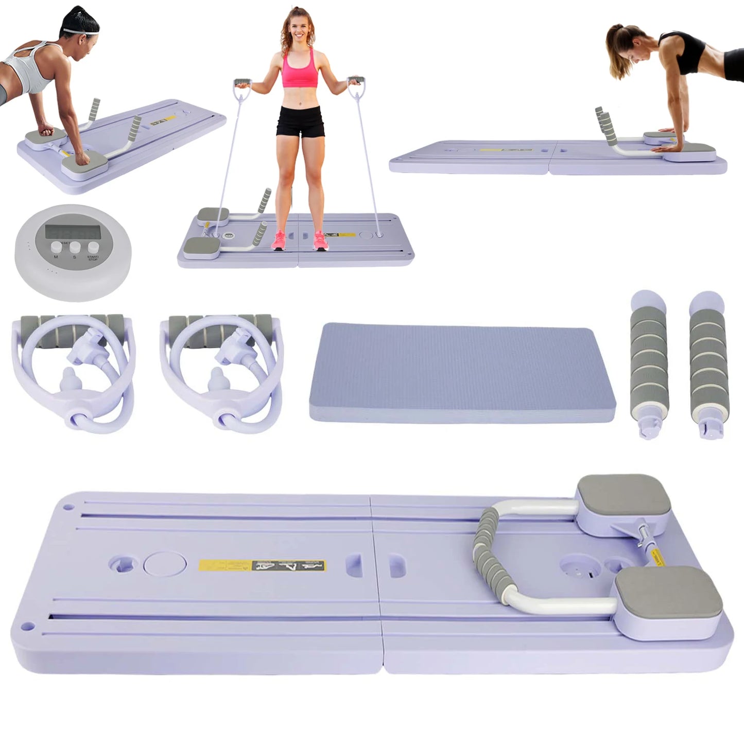 Foldable Pilates Board Full Body Fitness Trainer With Automatic Rebound Multifunctional Abdominal Board Exercise Equipment