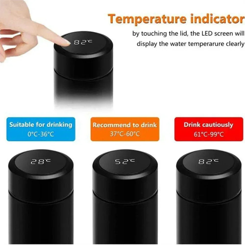 500ml LED Stainless Steel Thermos Bottle with Digital Temperature Display Intelligent Temperature Measurement Cup