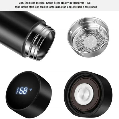 500ml LED Stainless Steel Thermos Bottle with Digital Temperature Display Intelligent Temperature Measurement Cup